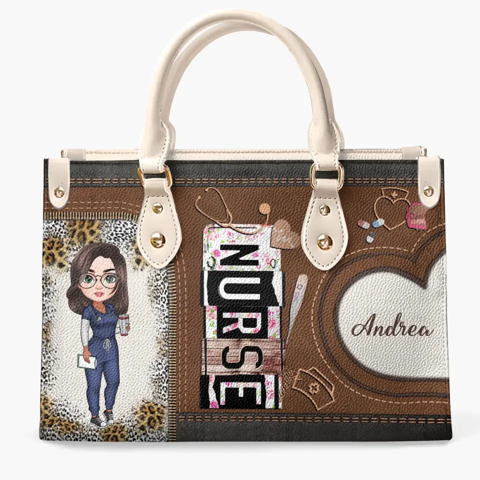Personalized Leather Bag - Birthday, Nurse's Day For Nurse - Nurse Life Leopard ARND018