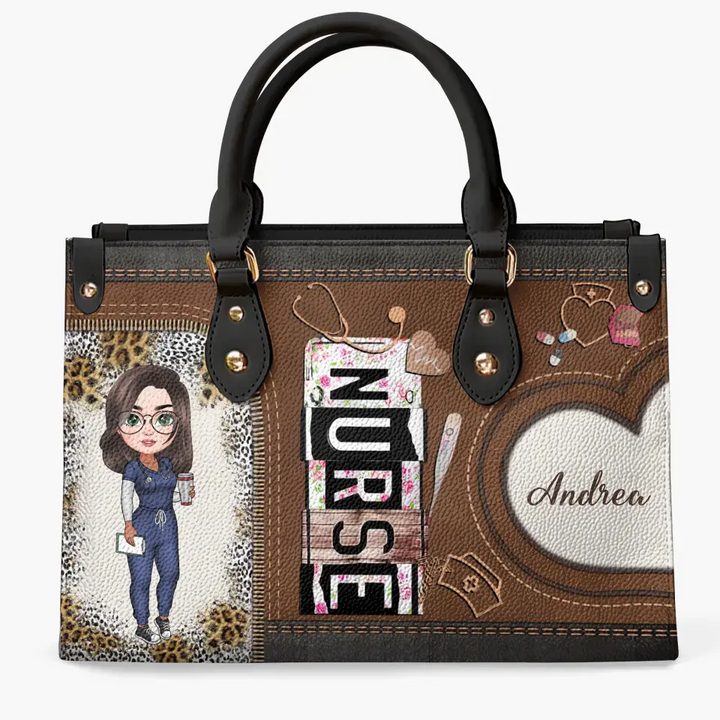 Personalized Leather Bag - Birthday, Nurse's Day For Nurse - Nurse Life Leopard ARND018