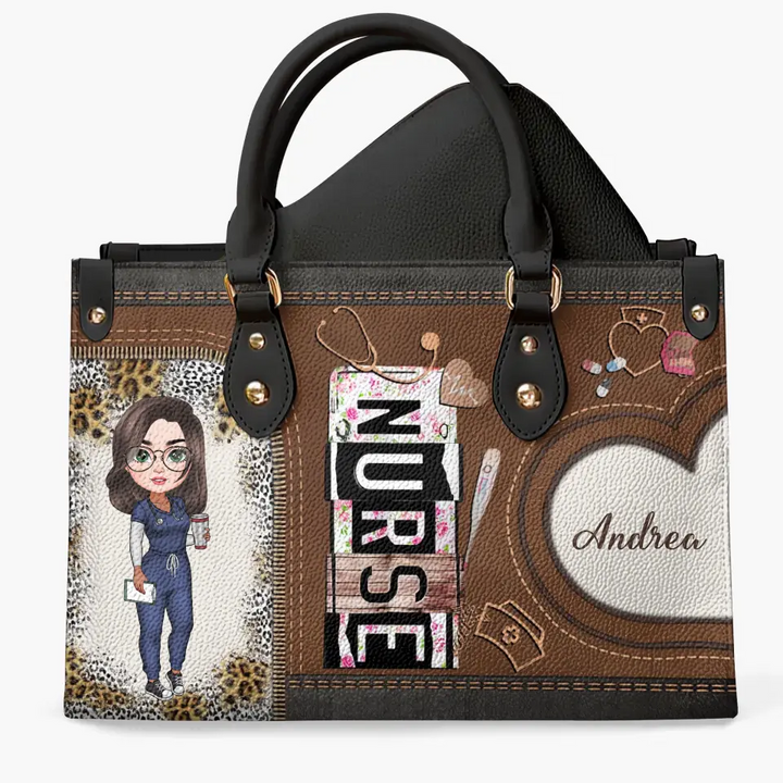 Personalized Leather Bag - Birthday, Nurse's Day For Nurse - Nurse Life Leopard ARND018