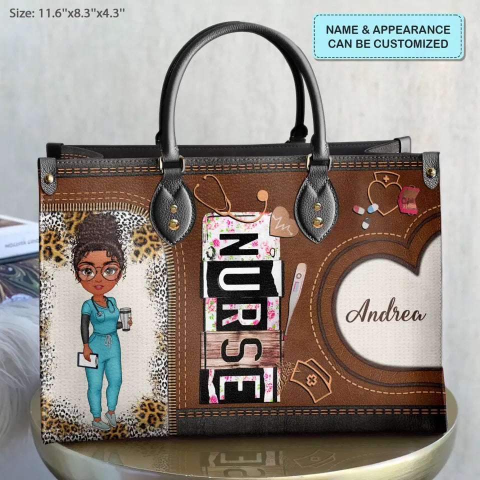 Personalized Leather Bag - Birthday, Nurse's Day For Nurse - Nurse Life Leopard ARND018