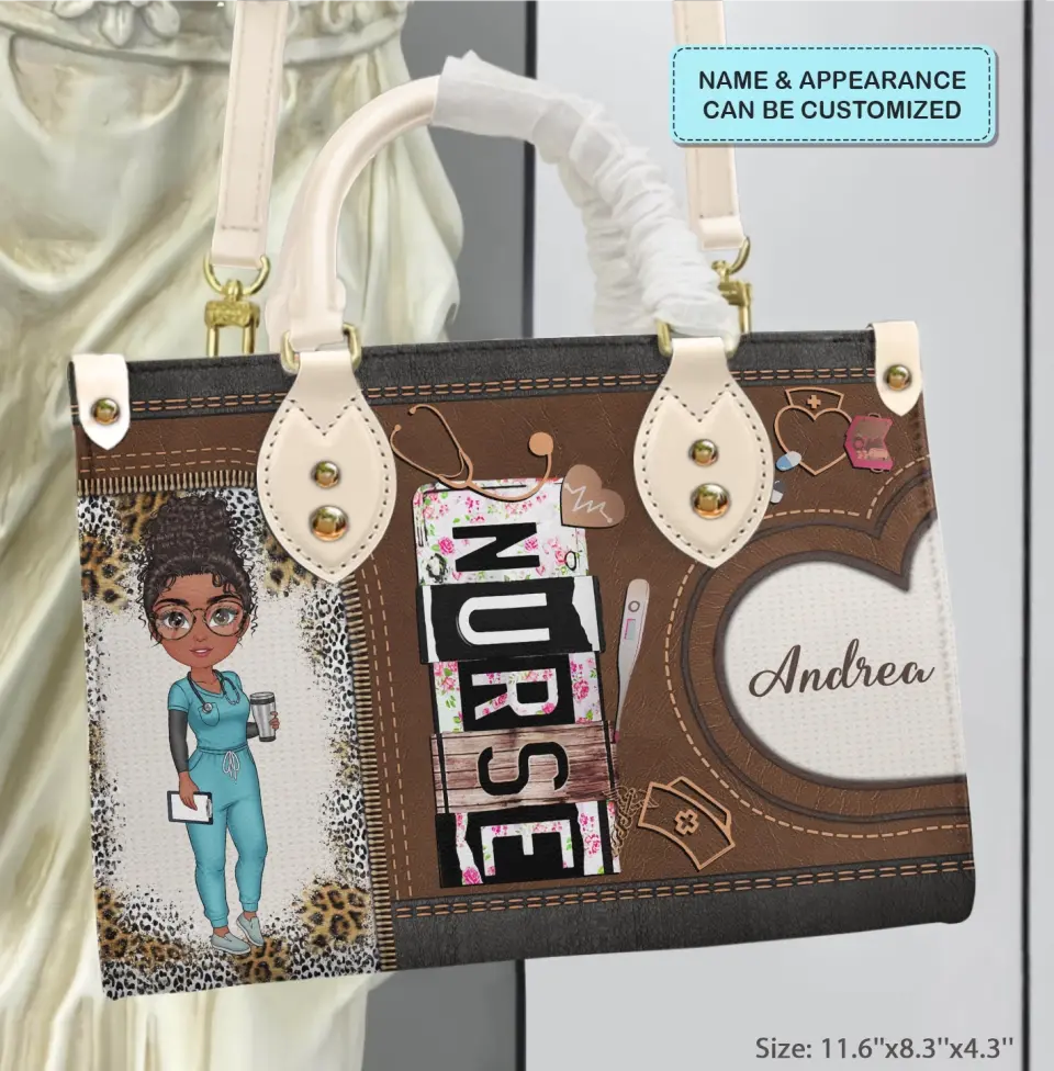 Personalized Leather Bag - Birthday, Nurse's Day For Nurse - Nurse Life Leopard ARND018