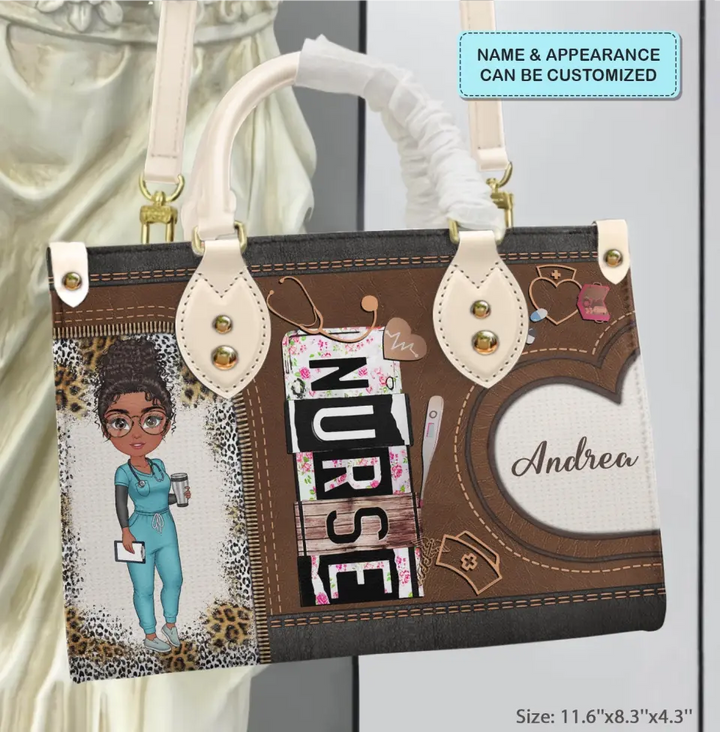Personalized Leather Bag - Birthday, Nurse's Day For Nurse - Nurse Life Leopard ARND018