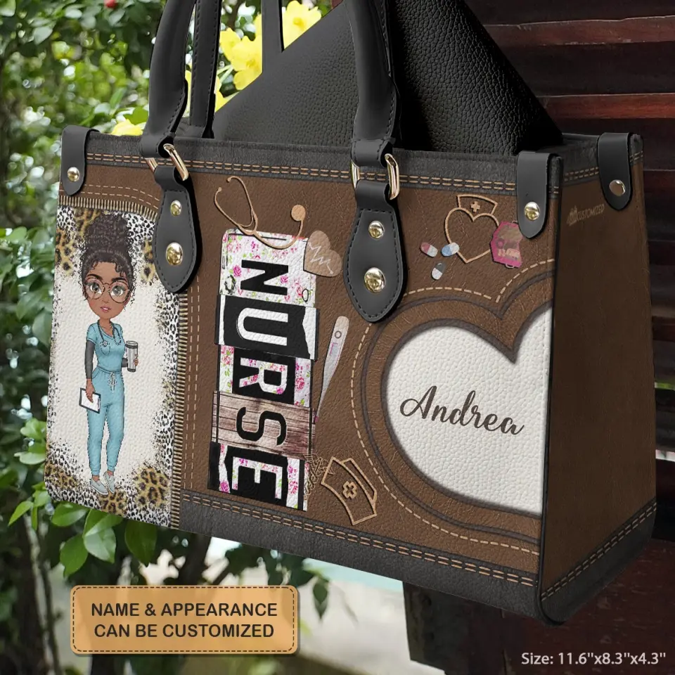 Personalized Leather Bag - Birthday, Nurse's Day For Nurse - Nurse Life Leopard ARND018