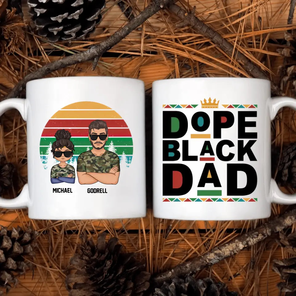 Dope Black Dad - Personalized White Mug - Father's Day Gift