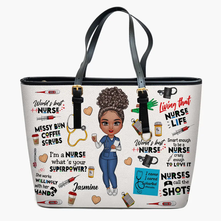 World's Best Nurse New Ver - Personalized Custom Leather Bucket Bag - Juneteenth, Nurse's Day Gift For Nurse