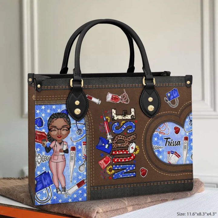 Personalized Leather Bag - Independence Day, Nurse's Day For Nurse - Nurse Life 4th Of July Pattern ARND018