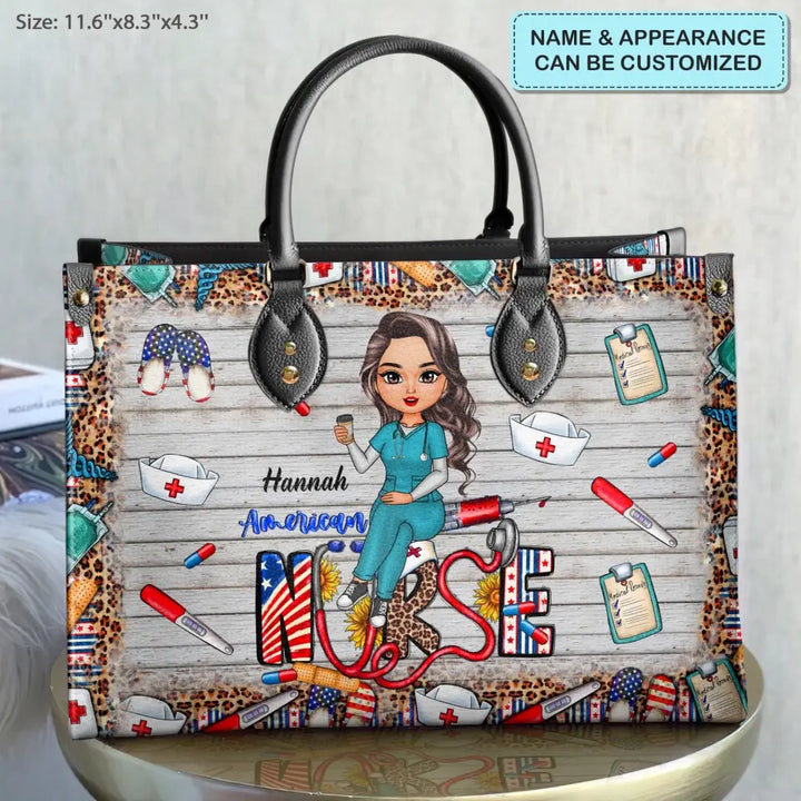 Personalized Leather Bag - Independence Day, Nurse's Day For Nurse - American Nurse ARND018