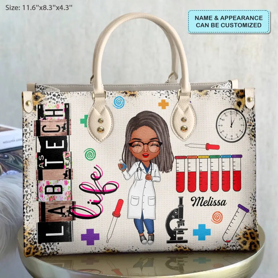 Personalized Leather Bag - Gift For Lab Tech - Lab Tech Life ARND018