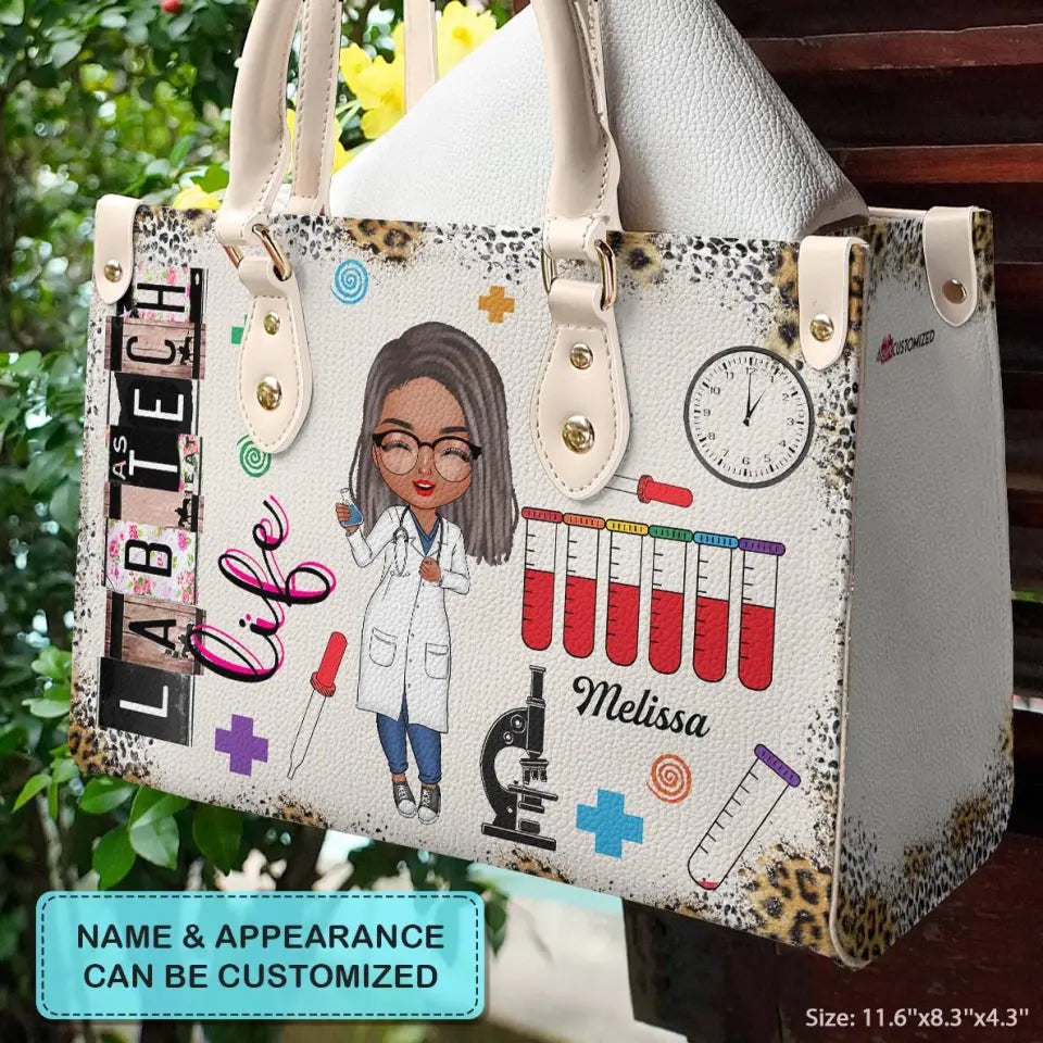Personalized Leather Bag - Gift For Lab Tech - Lab Tech Life ARND018