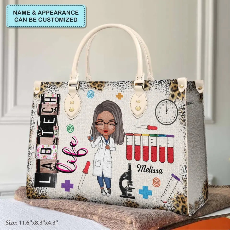 Personalized Leather Bag - Gift For Lab Tech - Lab Tech Life ARND018