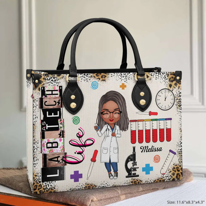 Personalized Leather Bag - Gift For Lab Tech - Lab Tech Life ARND018
