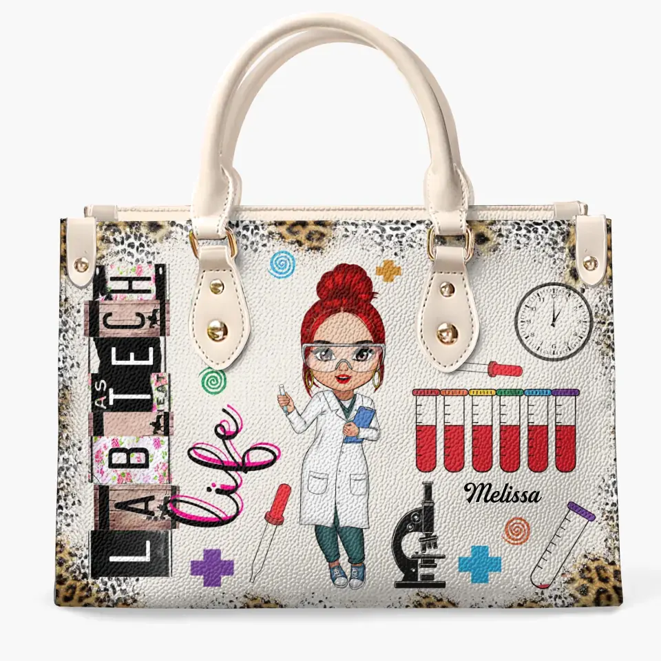 Personalized Leather Bag - Gift For Lab Tech - Lab Tech Life ARND018