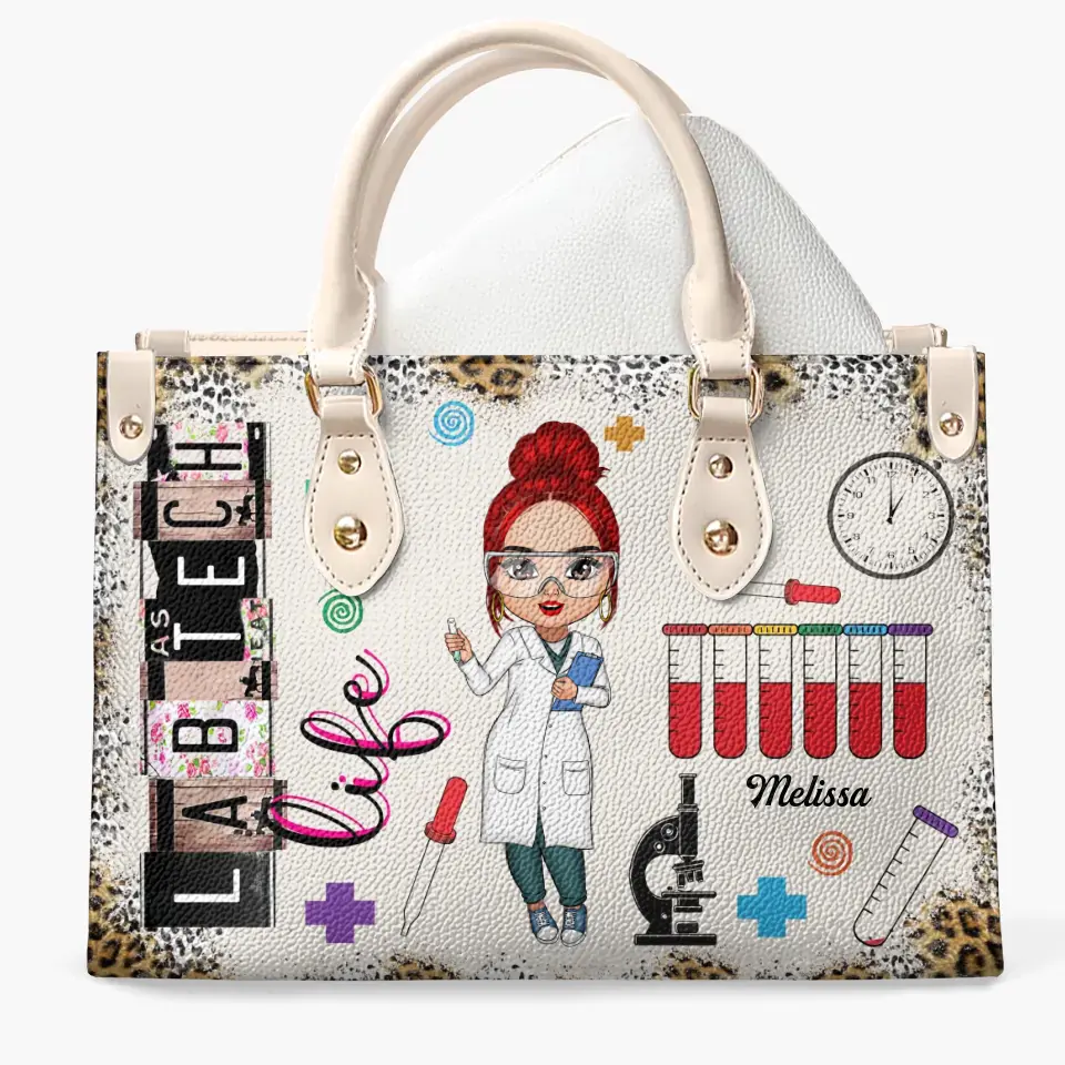 Personalized Leather Bag - Gift For Lab Tech - Lab Tech Life ARND018