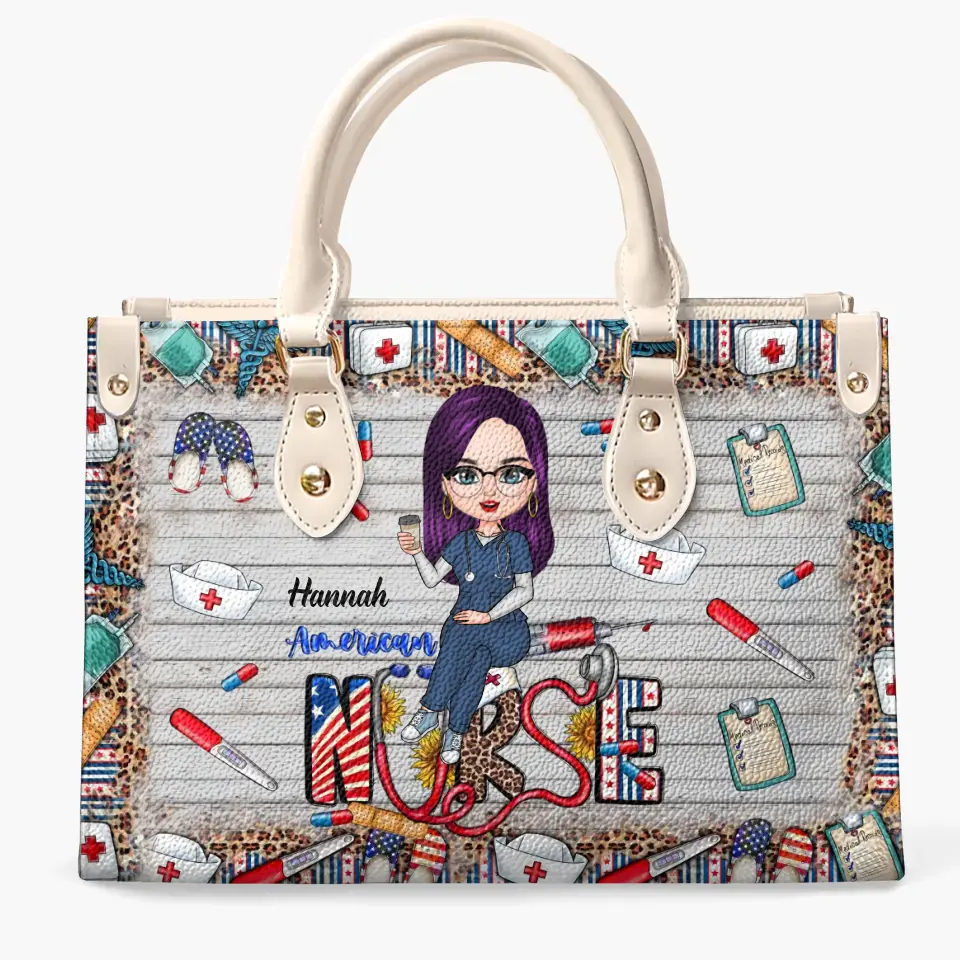 Personalized Leather Bag - Independence Day, Nurse's Day For Nurse - American Nurse ARND018