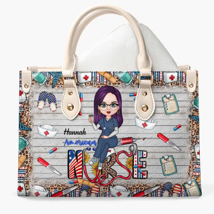 Personalized Leather Bag - Independence Day, Nurse's Day For Nurse - American Nurse ARND018