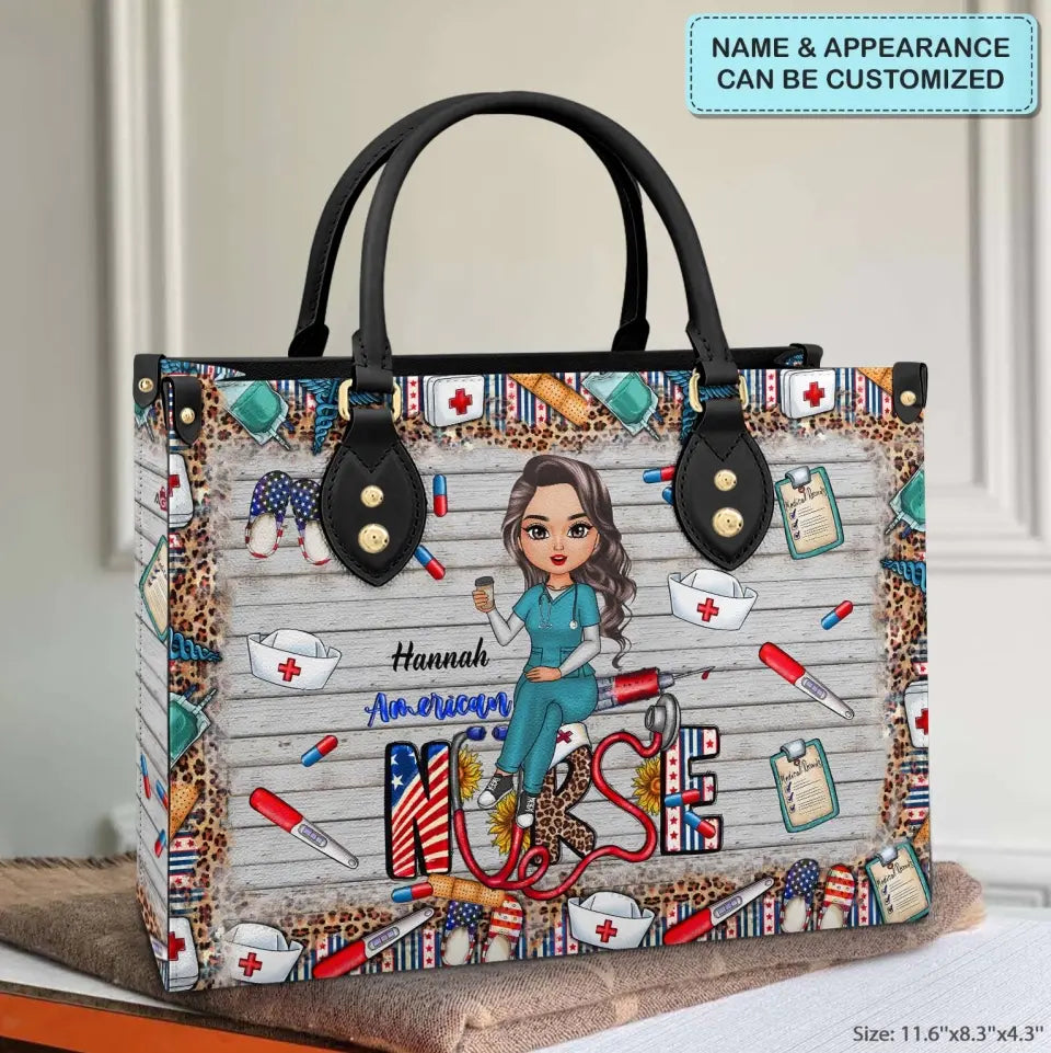 Personalized Leather Bag - Independence Day, Nurse's Day For Nurse - American Nurse ARND018