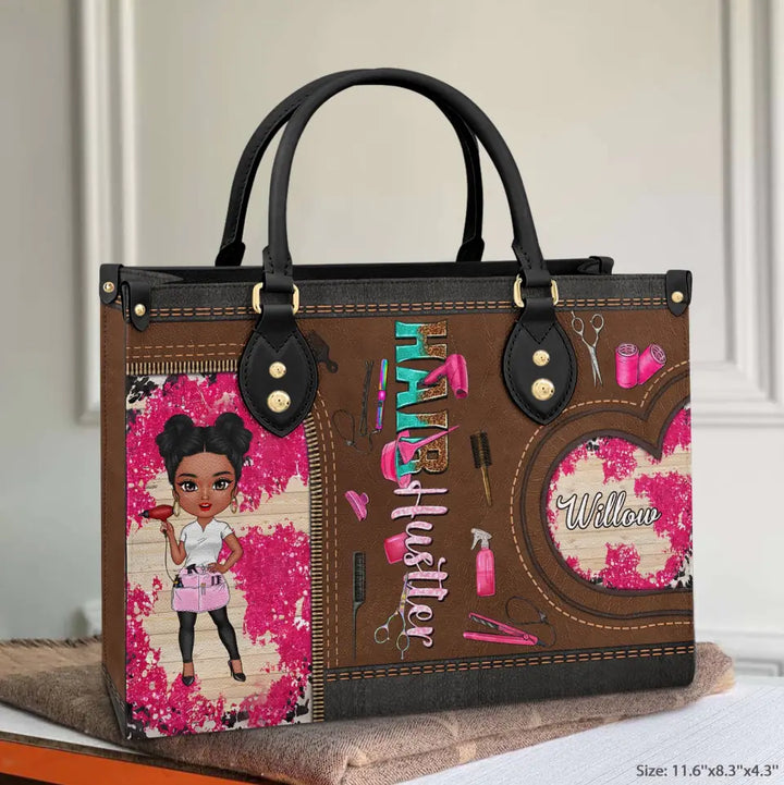 Personalized Leather Bag - Birthday Gift For Hairstylist - Hair Hustle ARND005