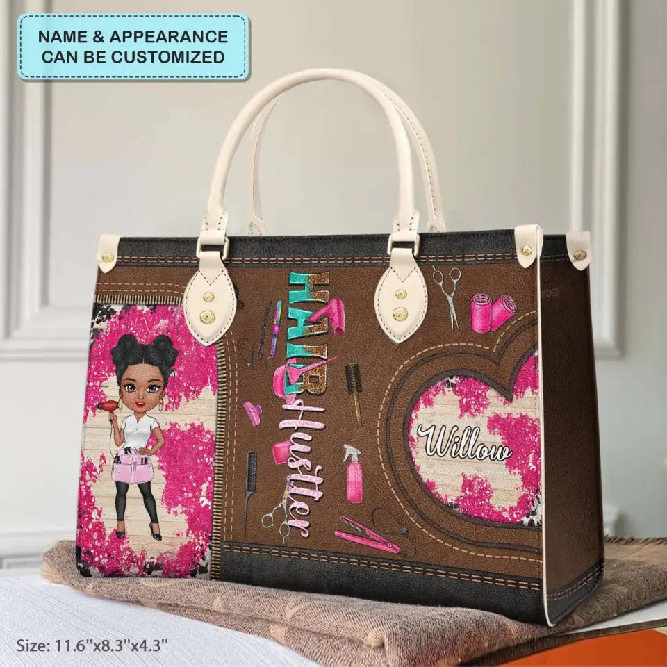 Personalized Leather Bag - Birthday Gift For Hairstylist - Hair Hustle ARND005