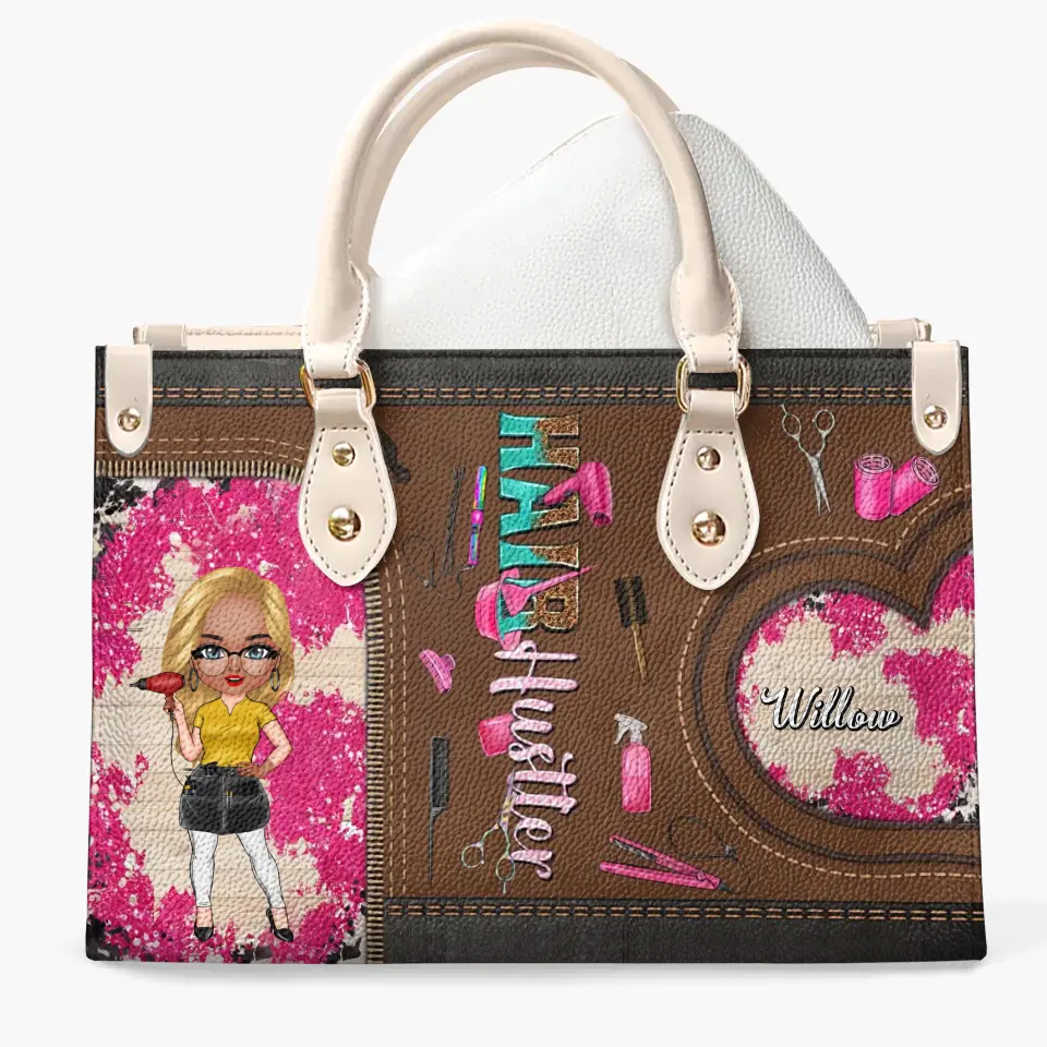 Personalized Leather Bag - Birthday Gift For Hairstylist - Hair Hustle ARND005