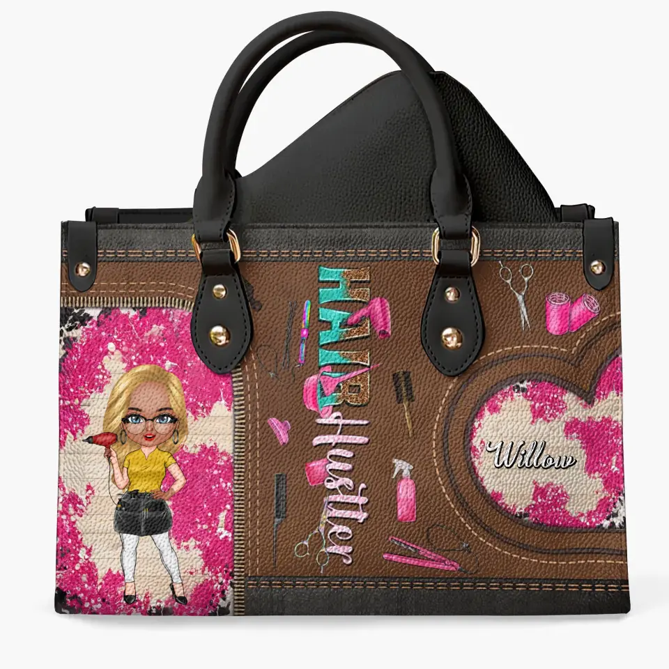 Personalized Leather Bag - Birthday Gift For Hairstylist - Hair Hustle ARND005