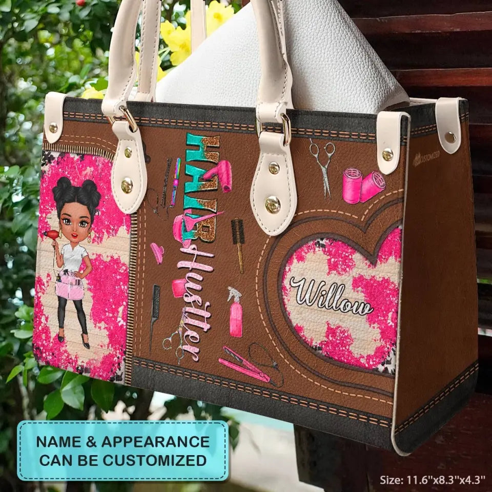 Personalized Leather Bag - Birthday Gift For Hairstylist - Hair Hustle ARND005