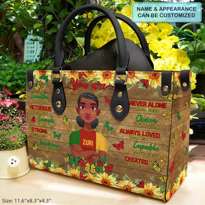 Personalized Leather Bag - Juneteenth, Birthday Gift For Black Woman - You Are Beautiful Victorious Strong ARND005
