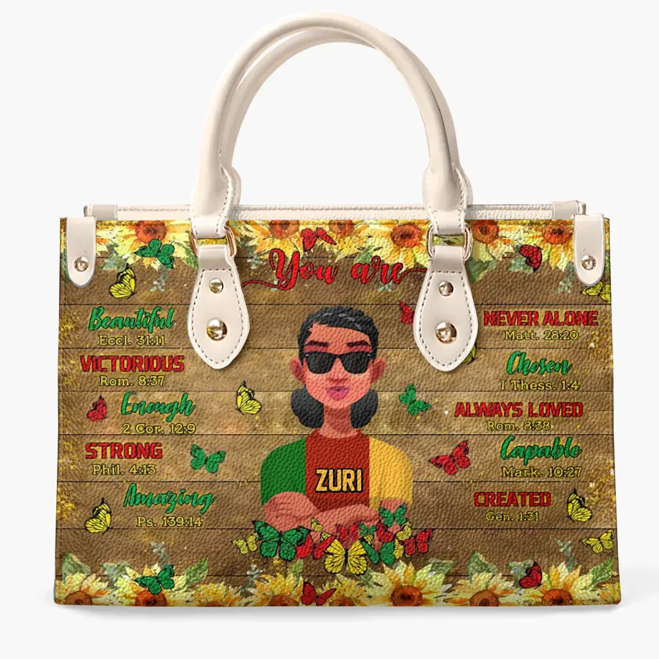 Personalized Leather Bag - Juneteenth, Birthday Gift For Black Woman - You Are Beautiful Victorious Strong ARND005