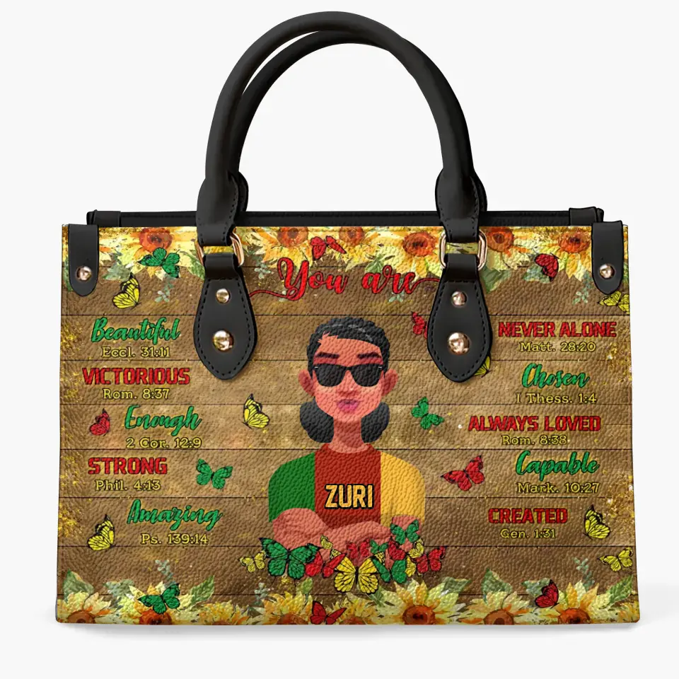 Personalized Leather Bag - Juneteenth, Birthday Gift For Black Woman - You Are Beautiful Victorious Strong ARND005
