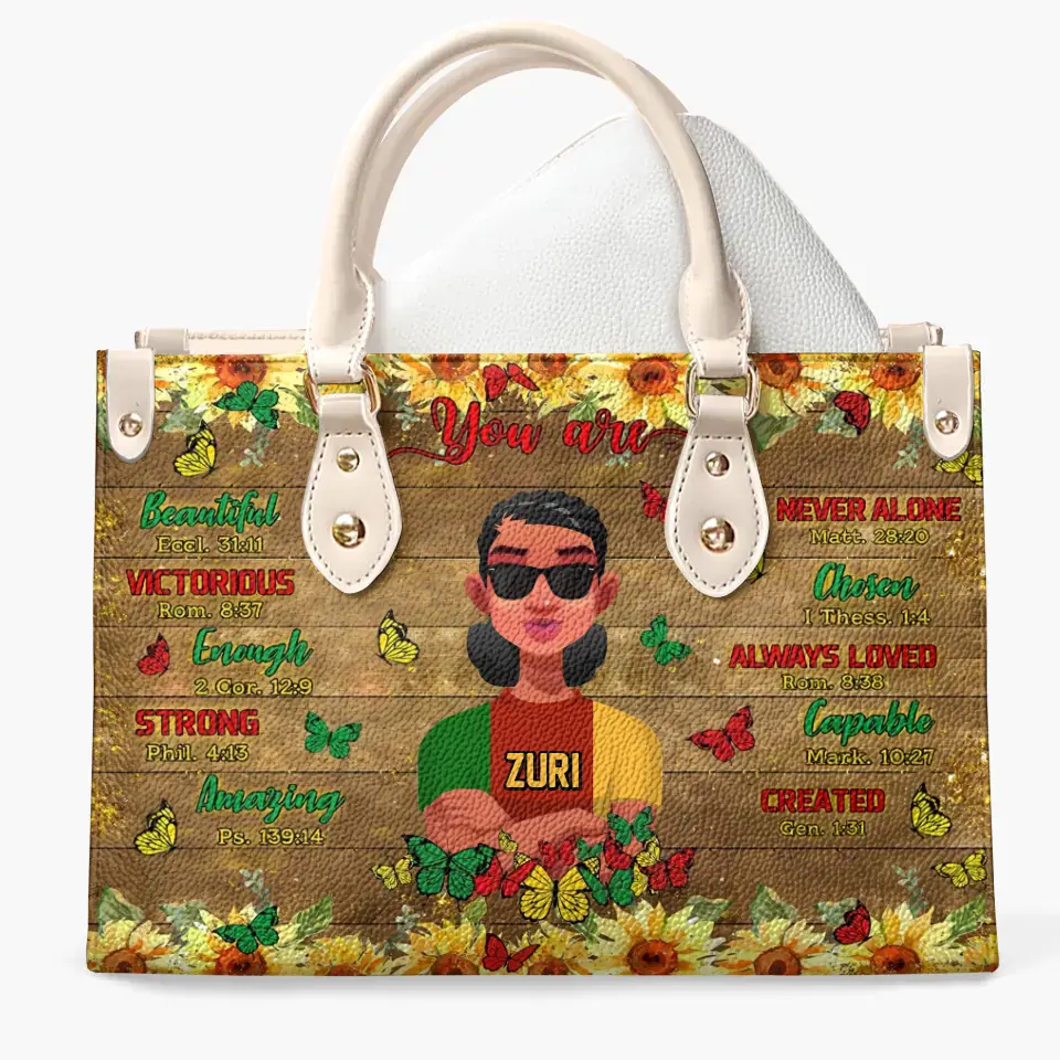 Personalized Leather Bag - Juneteenth, Birthday Gift For Black Woman - You Are Beautiful Victorious Strong ARND005