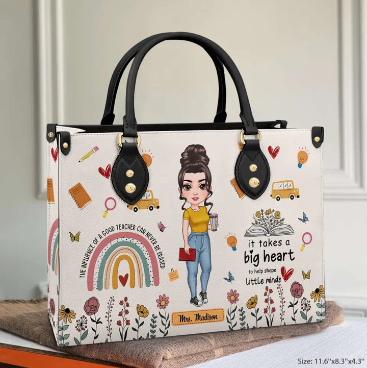 Personalized Custom Leather Bag - Teacher's Day, Birthday Gift For Teacher - Progress Over Perfection