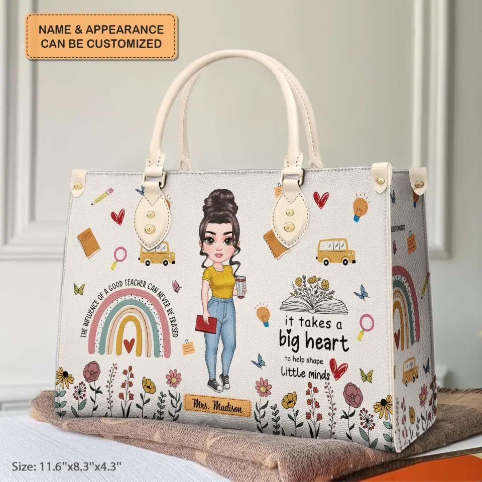 Personalized Custom Leather Bag - Teacher's Day, Birthday Gift For Teacher - Progress Over Perfection