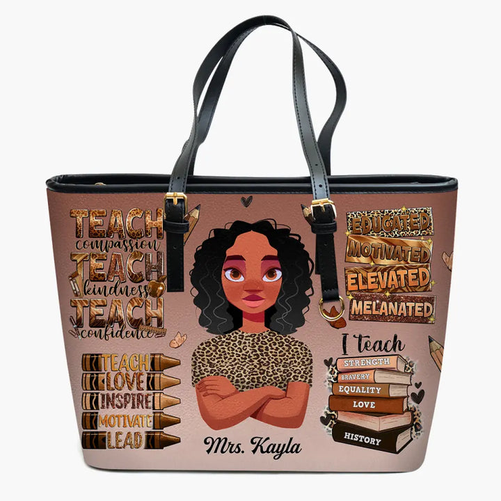 Personalized Custom Leather Bucket Bag - Teacher's Day, Birthday Gift For Teacher - Teach Kindness