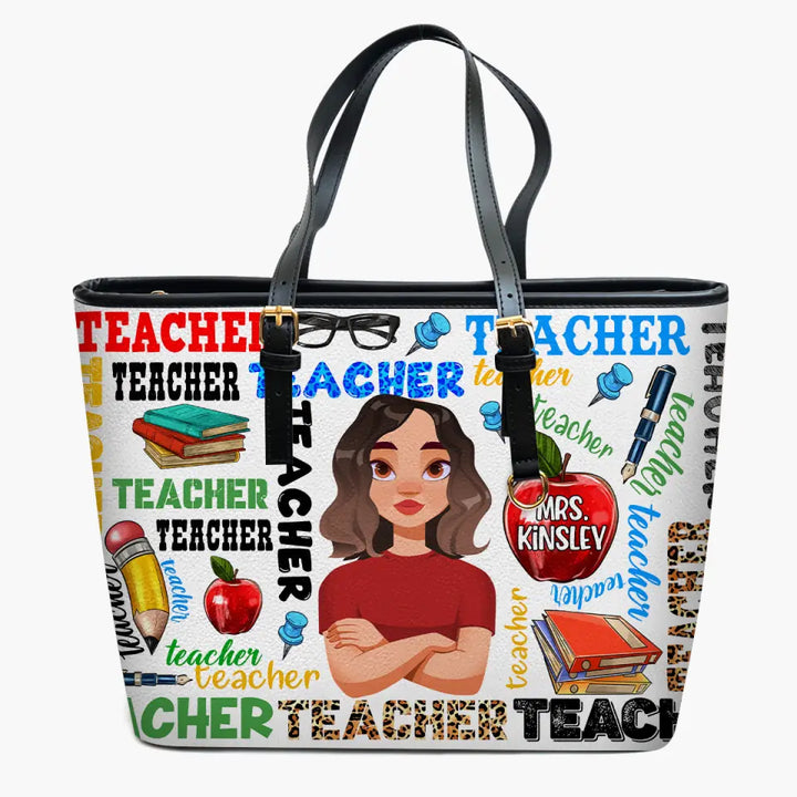 Personalized Custom Leather Bucket Bag - Teacher's Day, Birthday Gift For Teacher - Teacher Life