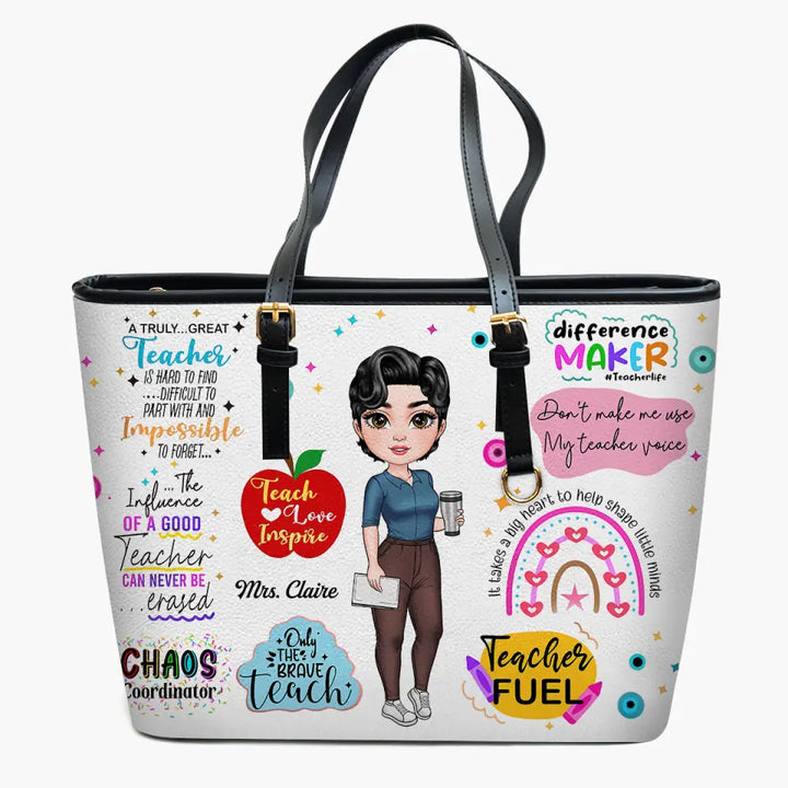 Personalized Custom Leather Bucket Bag - Teacher's Day, Birthday Gift For Teacher - The Influence Of A Good Teacher Can Never Be Erased