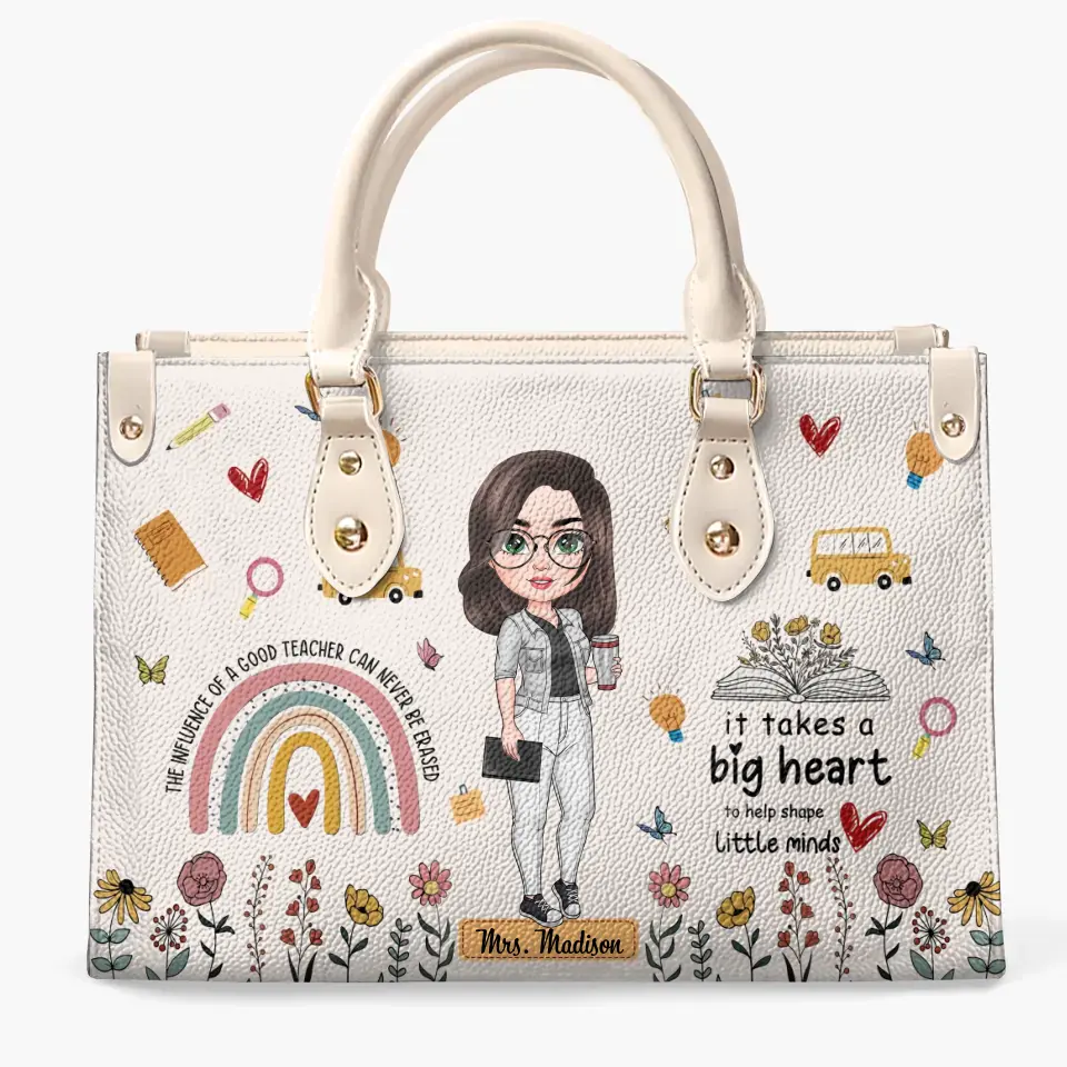 Personalized Custom Leather Bag - Teacher's Day, Birthday Gift For Teacher - Progress Over Perfection