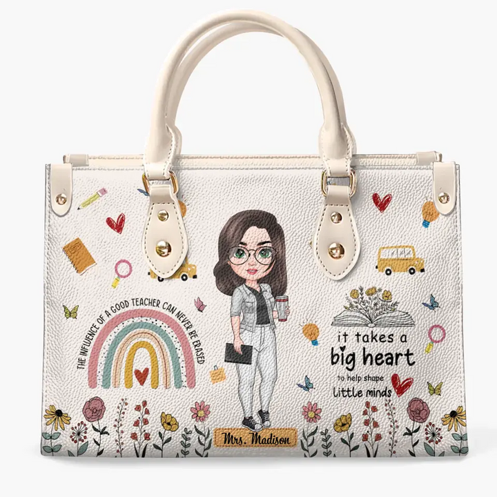 Personalized Custom Leather Bag - Teacher's Day, Birthday Gift For Teacher - Progress Over Perfection