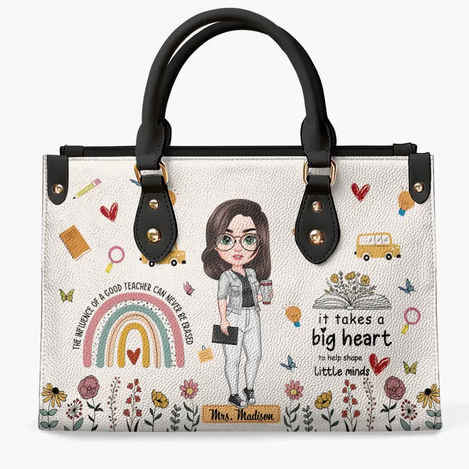 Personalized Custom Leather Bag - Teacher's Day, Birthday Gift For Teacher - Progress Over Perfection