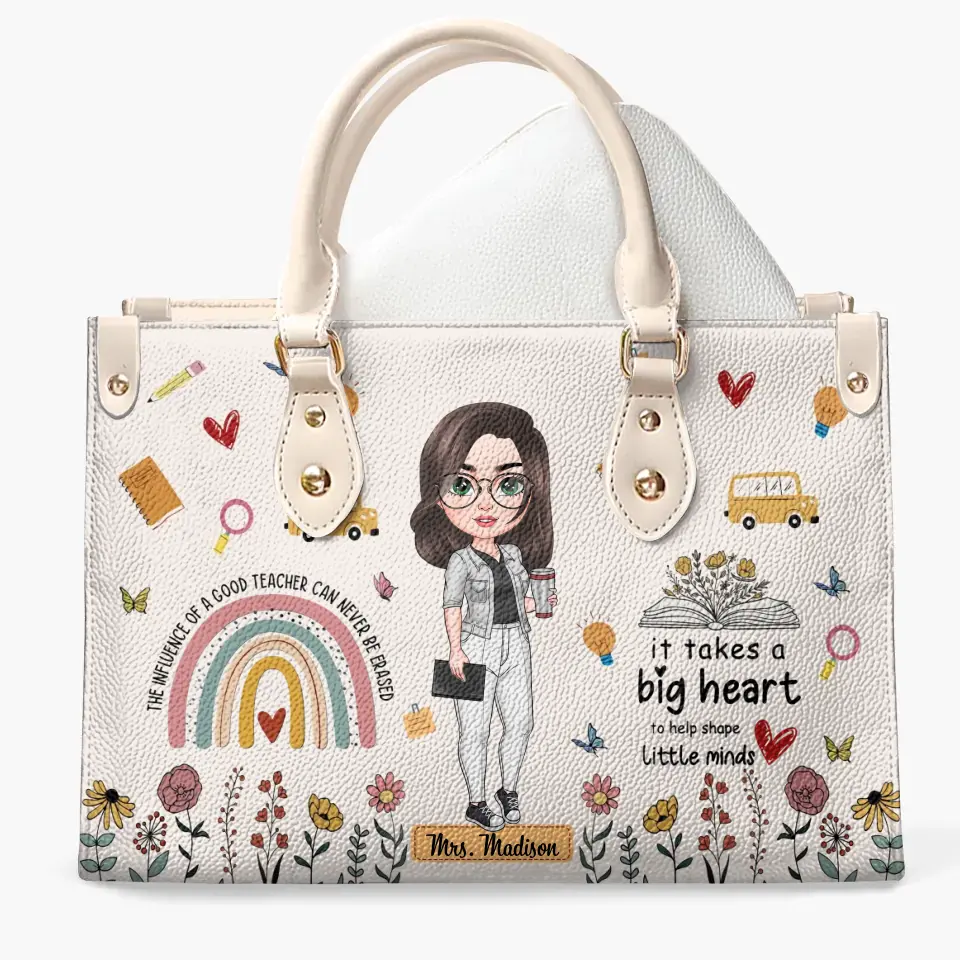 Personalized Custom Leather Bag - Teacher's Day, Birthday Gift For Teacher - Progress Over Perfection