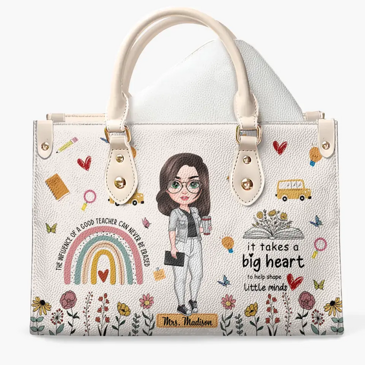 Personalized Custom Leather Bag - Teacher's Day, Birthday Gift For Teacher - Progress Over Perfection