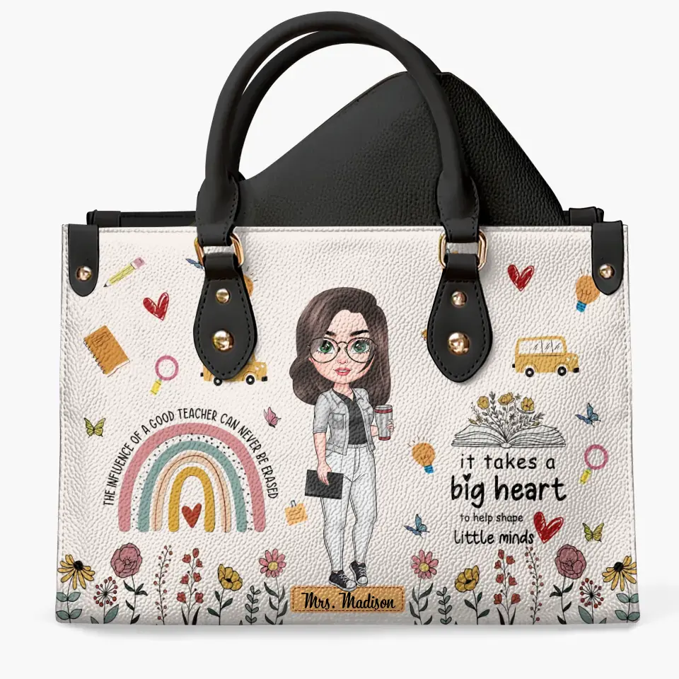 Personalized Custom Leather Bag - Teacher's Day, Birthday Gift For Teacher - Progress Over Perfection