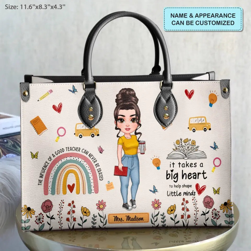 Personalized Custom Leather Bag - Teacher's Day, Birthday Gift For Teacher - Progress Over Perfection