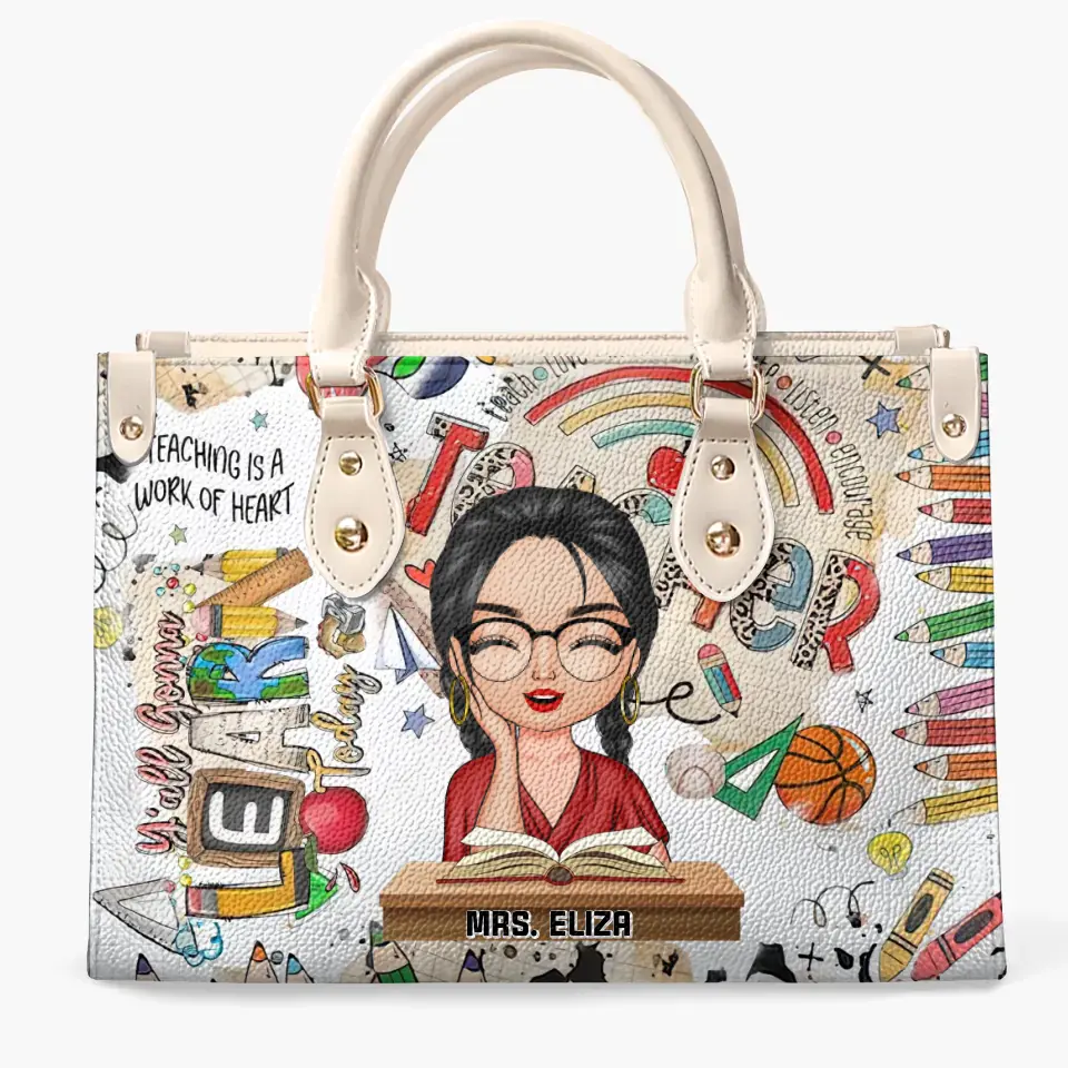Personalized Custom Leather Bag - Birthday, Teacher's Day Gift For Teacher - Teach Love Inspire