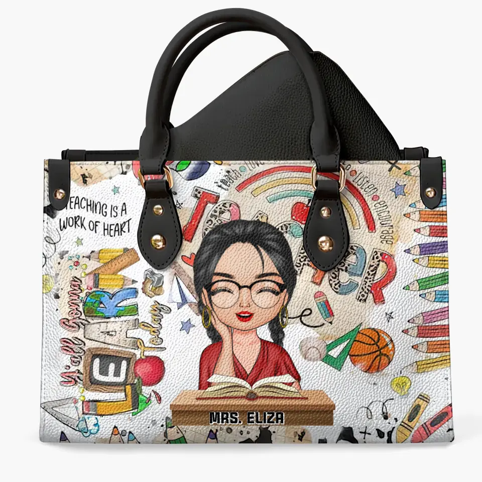 Personalized Custom Leather Bag - Birthday, Teacher's Day Gift For Teacher - Teach Love Inspire