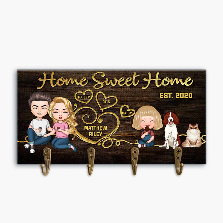Personalized Custom Key Holder - Mother's Day, Father's Day, Birthday Gift For Cat Mom, Cat Dad, Cat Lover, Cat Owner, Dog Mom, Dog Dad, Dog Lover - Home Sweet Home Kids & Pets