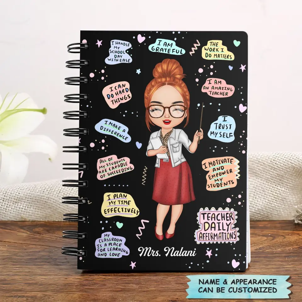 Personalized Spiral Journal - Gift For Teacher - Teacher Daily Affirmations
