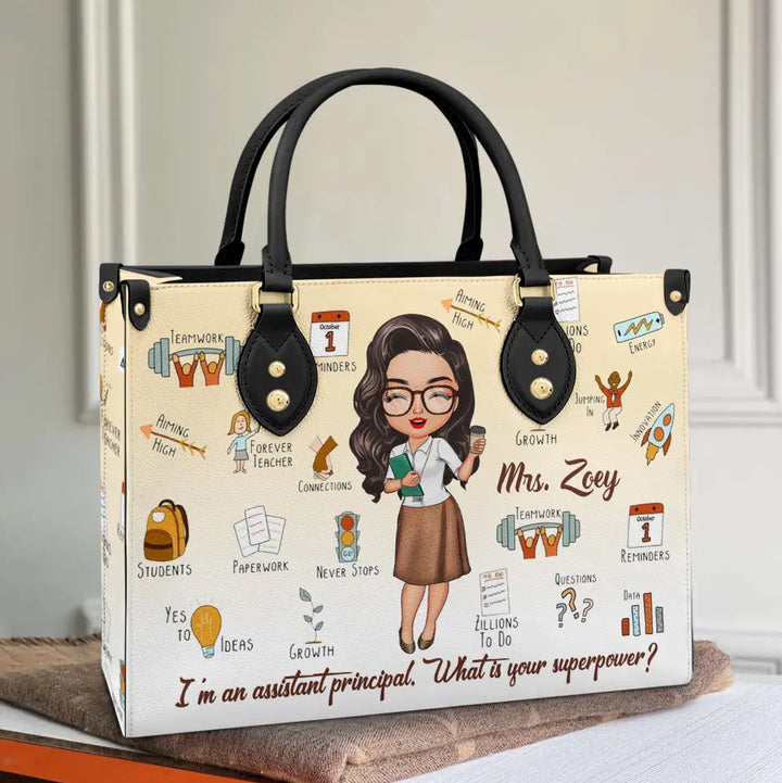 Personalized Custom Leather Bag - Birthday, Teacher's Day Gift For Assistant Principal - Behind Every Great School Is A Caring Assistant Principal