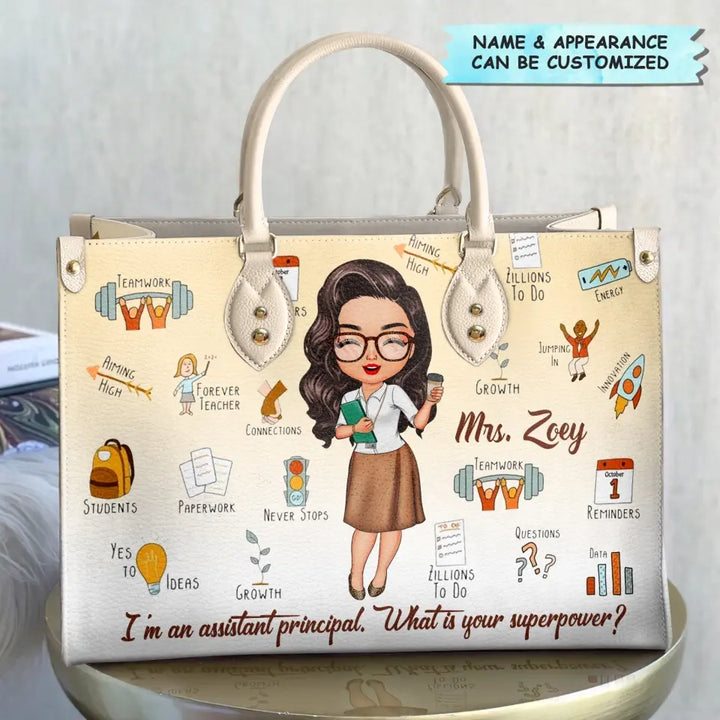 Personalized Custom Leather Bag - Birthday, Teacher's Day Gift For Assistant Principal - Behind Every Great School Is A Caring Assistant Principal