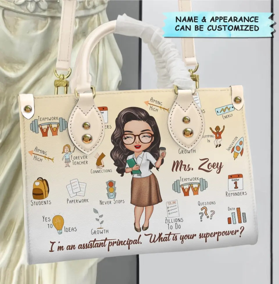 Personalized Custom Leather Bag - Birthday, Teacher's Day Gift For Assistant Principal - Behind Every Great School Is A Caring Assistant Principal