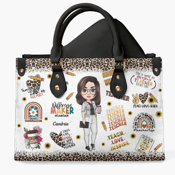 Personalized Custom Leather Bag - Teacher's Day, Birthday Gift For Teacher - Teacher Mode On