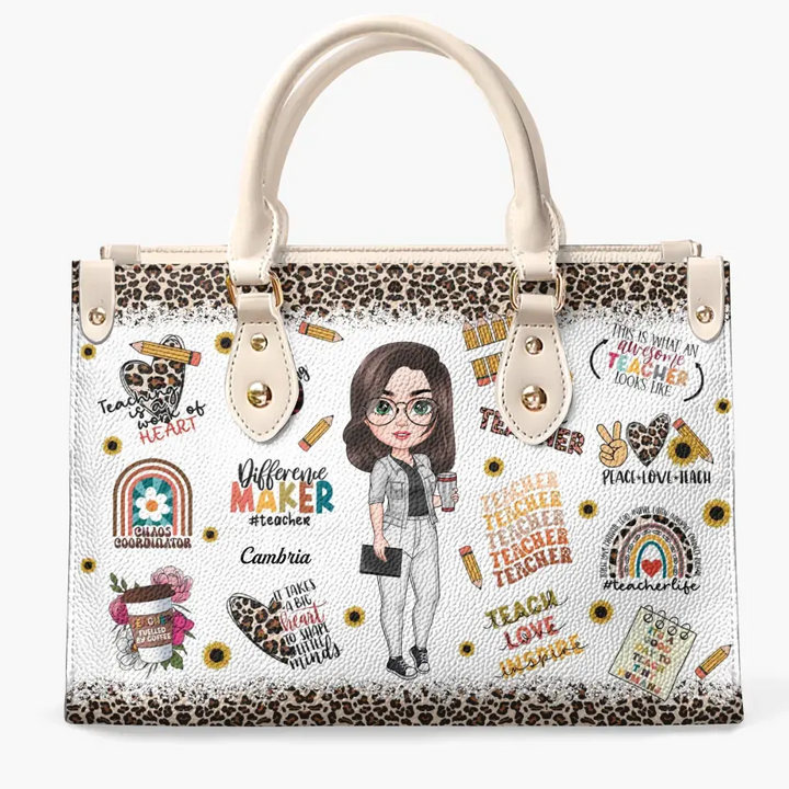 Personalized Custom Leather Bag - Teacher's Day, Birthday Gift For Teacher - Teacher Mode On